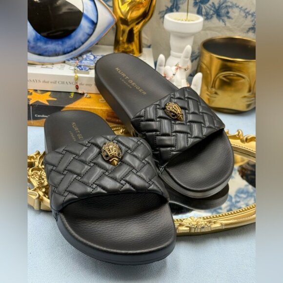 🆕 KURT GEIGER LONDON 🧿 NWOT Meena Eagle Slide, Quilted Black - Sz EU 41 US 10 - Picture 7 of 15